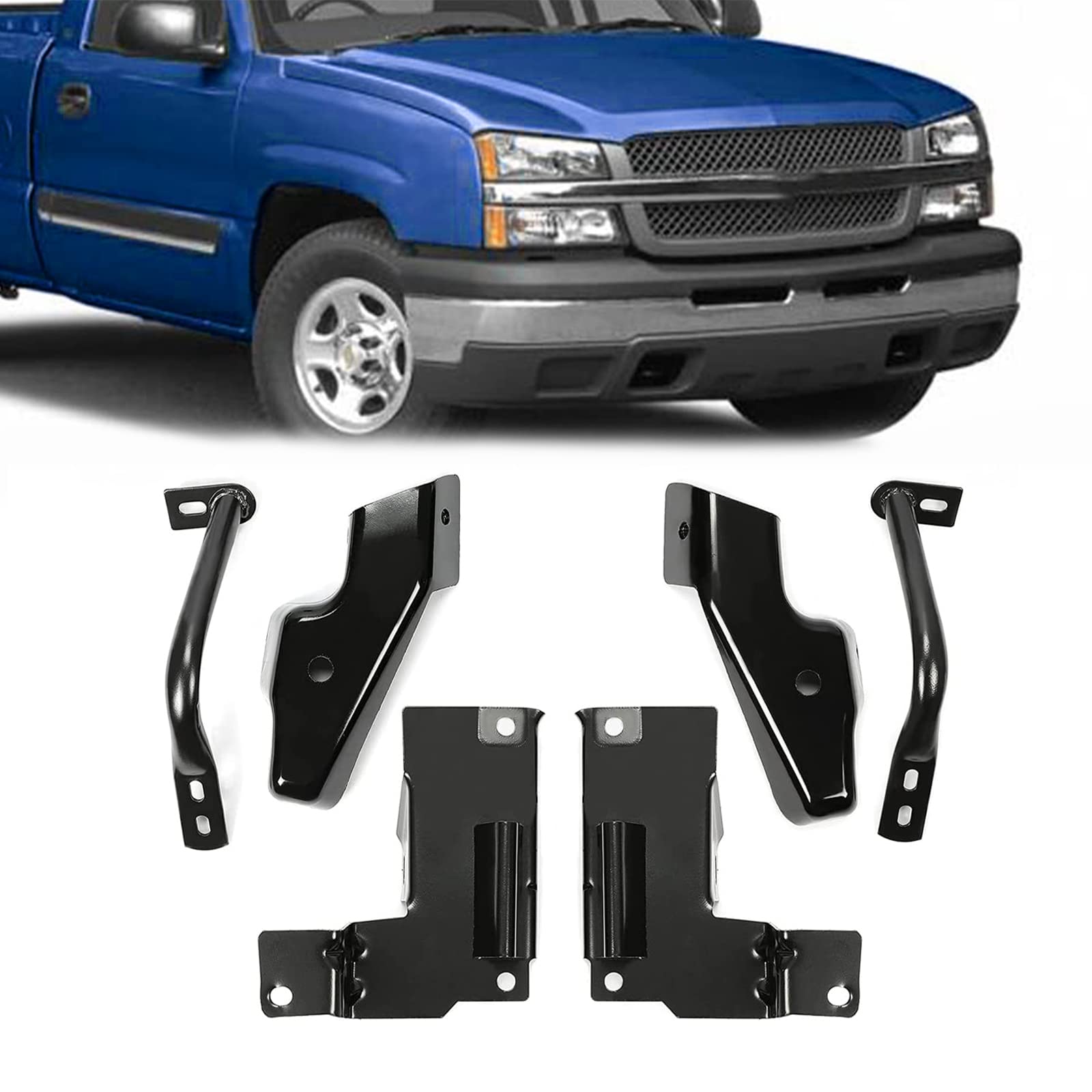 HECASA 6 PCS Front Bumper Bracket Set Compatible With 2003-2006 Chevy Silverado 2002-2006 Chevy Avalanche Replace For 15059687 G
