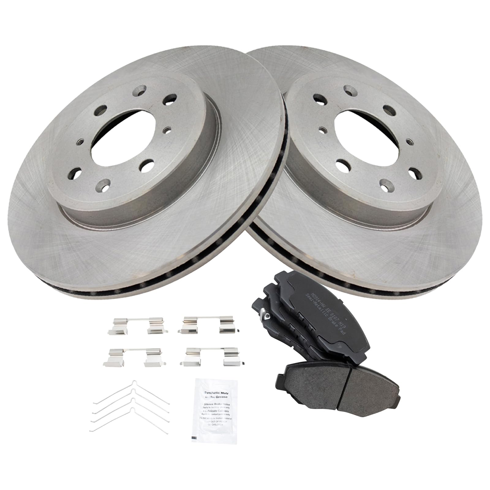 Trq Front Brake Pad & Rotor Kit Brake Pads Brake Rotor Semi-Metallic Compatible With 2014 Honda Fit
