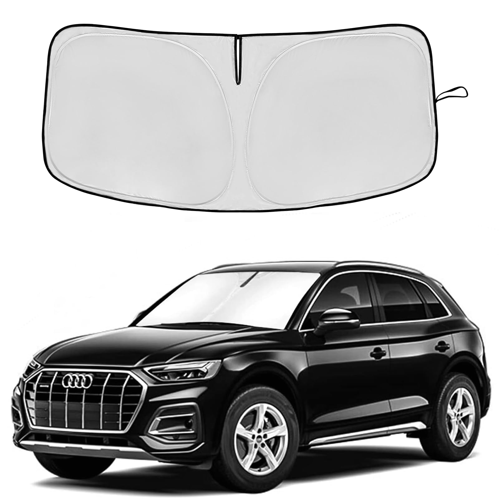 Windshield Sun Shade For Audi Q5 2018-2025 Double Layer 240T Front Window Shade Custom Fit Q5 Sq5 Premium, Premium Plus, Prestig