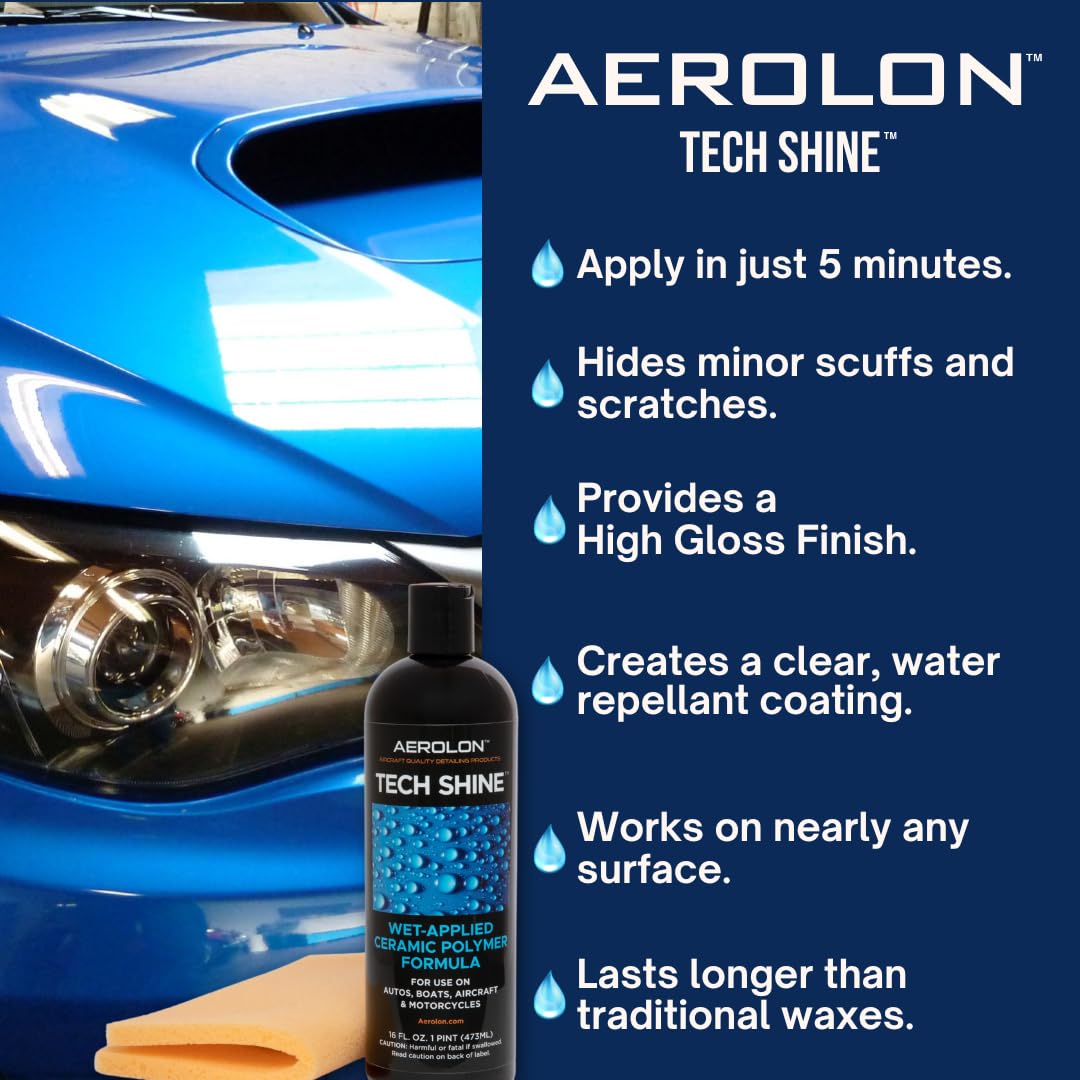 Aerolon Tech Shine: Ceramic Coating For Cars, Car Wax, Car Polish, Ceramic Polymer Coating, Hydrophobic Top Coat Polish And Seal