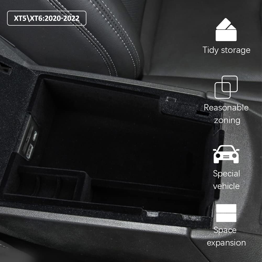 Yboueo Center Console Organizer Armrest Storage Tray Compatible With Cadillac Xt5 Accessories 2023 2022 2021 2020 Flocking Inter