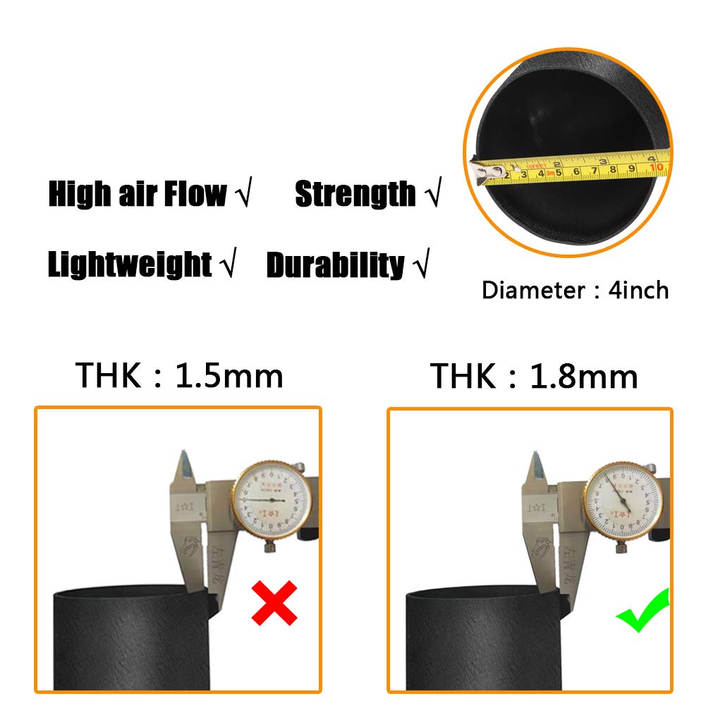 Moosun 4 Inch Cold Air Intake Black Tube + Heat Shield For 1999-2006 Gmc/Chevy V8 4.8L/5.3L/6.0L Silverado 1500/2500/3500 Blue