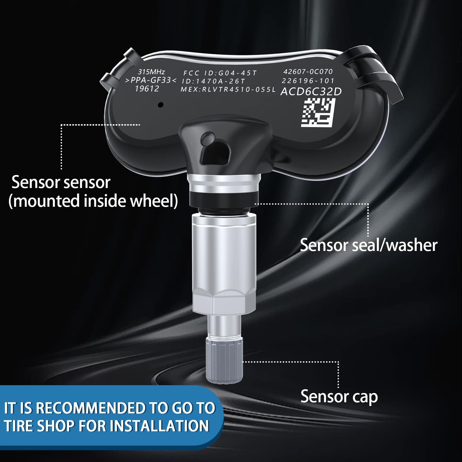 GEARMEISTER TPMS Sensor for Toyota Sequoia 2008-2017|Sienna 2007-2020|Tundra 2007-2017, Pre-Programmed Tire Pressure Sensors, 31