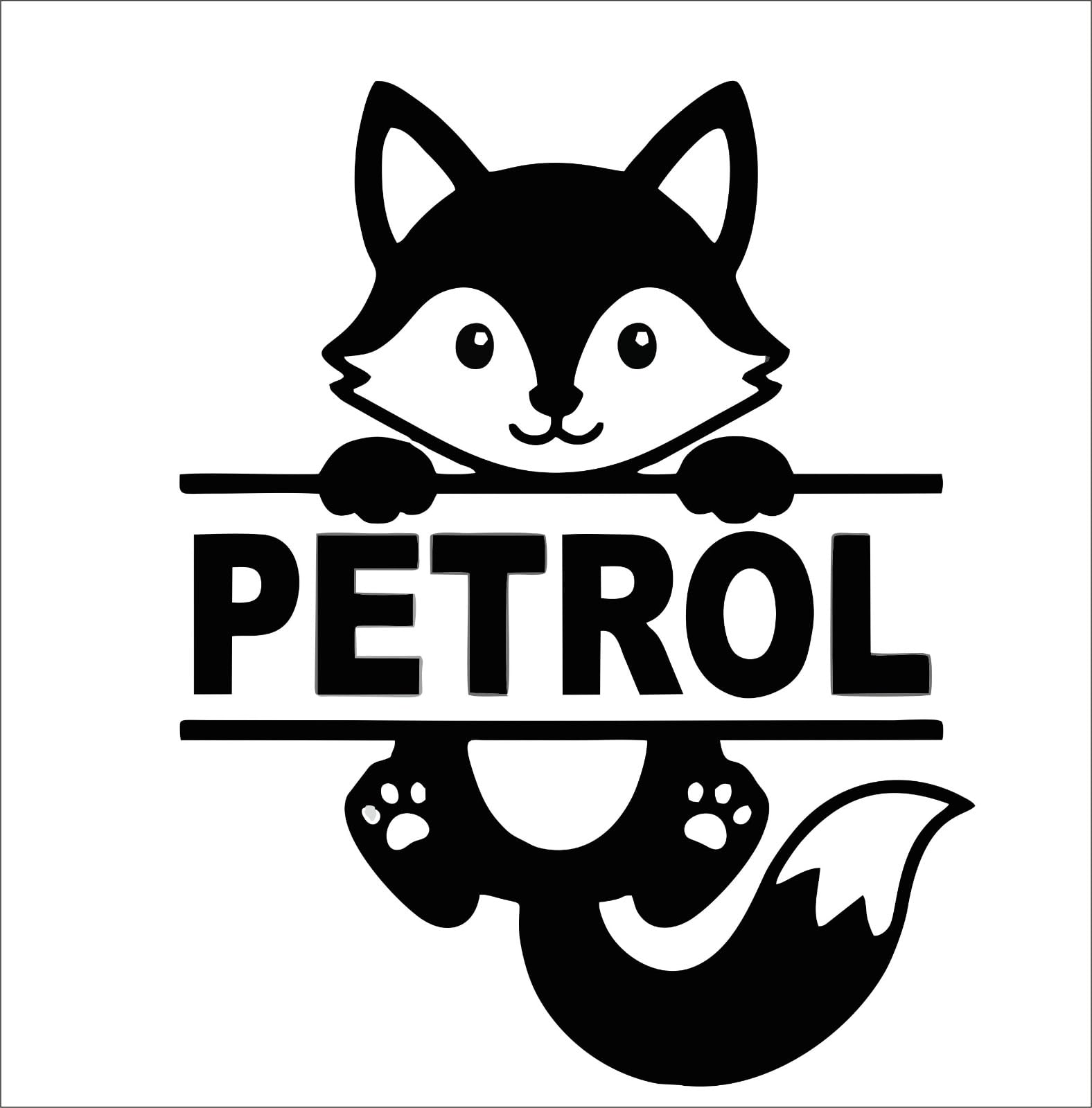 Cute Fox Silhouette Decal, Black,12Cms Big Flag, Personalised Fuel Lid Name Petrol Sticker, Woodland Animal Theme,Self Adhesive,
