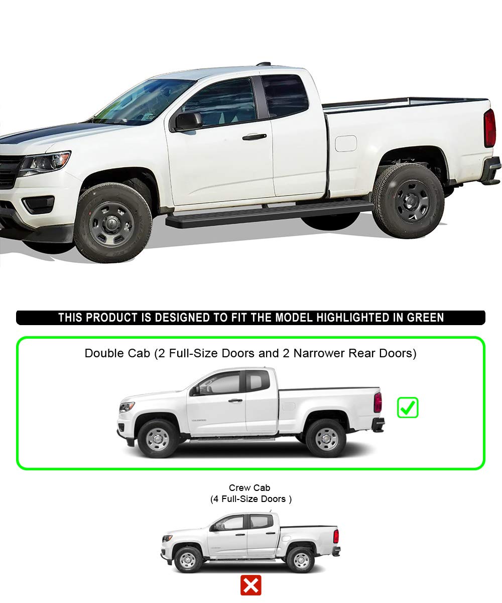 APS Running Boards (Nerf Bars Side Steps Step Bars) Compatible with Chevy Colorado GMC Canyon 2015-2025 Extended Cab 6ft Bed (Bl