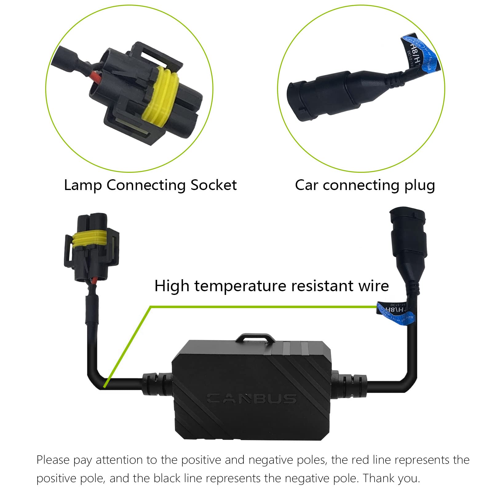 AnyCar H8/H11 LED Bulb Decoder Canbus Resistor Anti-flicker Harness,Dashboard Warning Error Free EMC Canceller Decoder