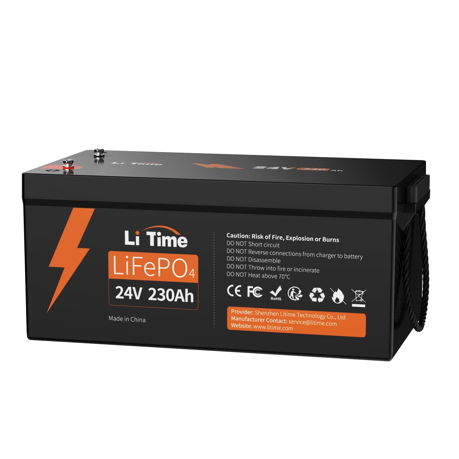 Litime 24V 230Ah Max Lifepo4 Battery Bci Group 8D Lithium Battery, 5888W Energy & 5120W Continuous Output Power, Ip65 Protection