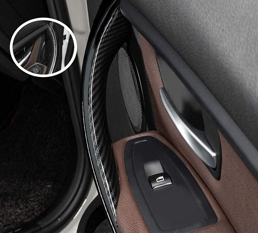 Wenjtp 2Pcs Door Handle Covers Carbon Fiber Compatible With Bmw 3 Series 4 Series Driver Side And Passenger Side Door Pull Handle Covers F30 F35 320I 320Li 328I 328Li 335I 335Li And 428I,435I F32/F36