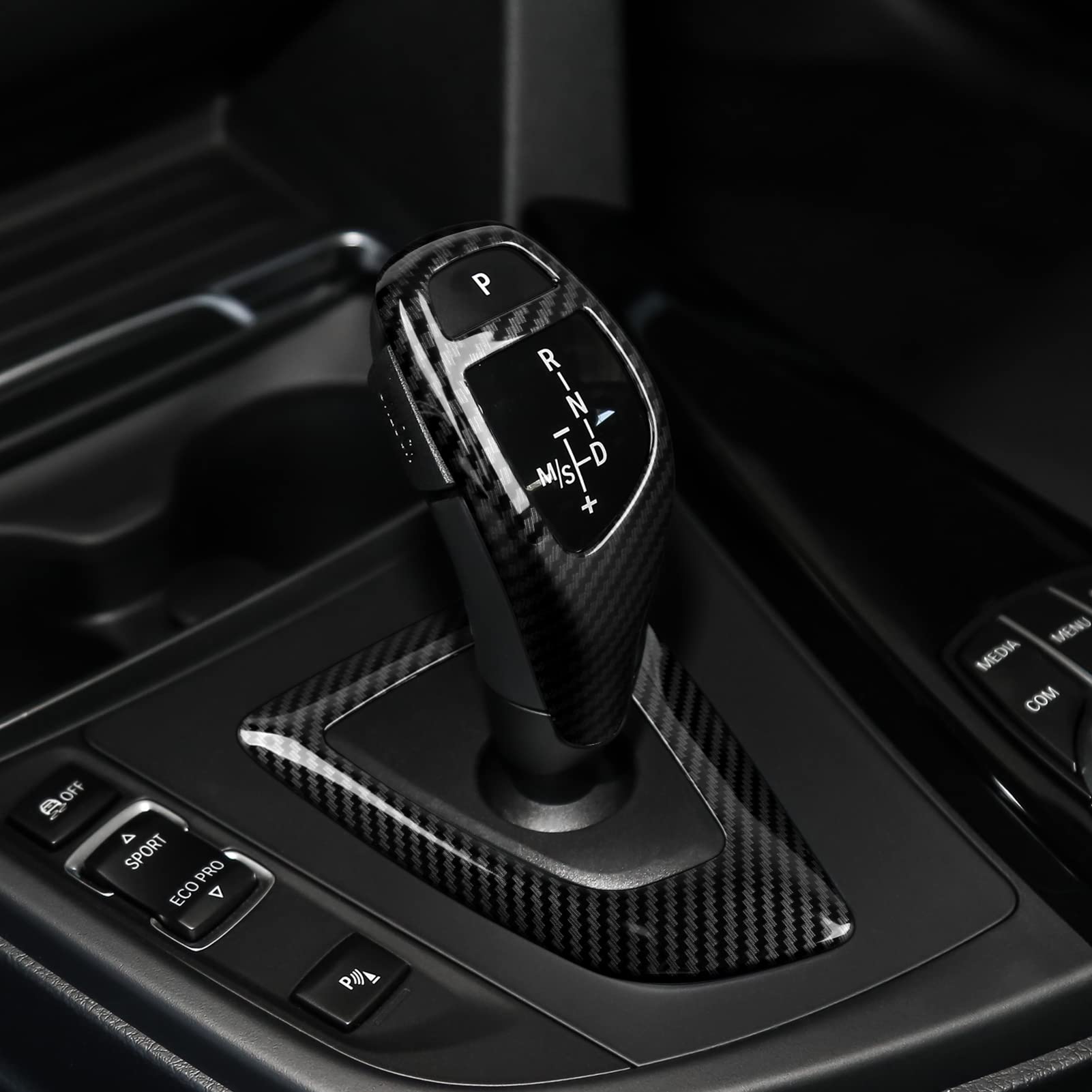 Hengyueshang Car Sticker Decals Gear Shift Knob Cover Carbon Color Abs Trim Fits For Bmw F20 F21 F22 F30 F31 F32 F33 F34 F35 F36 F07 F10 F12 F15 F16 F25 F26 Accessories (Style B)