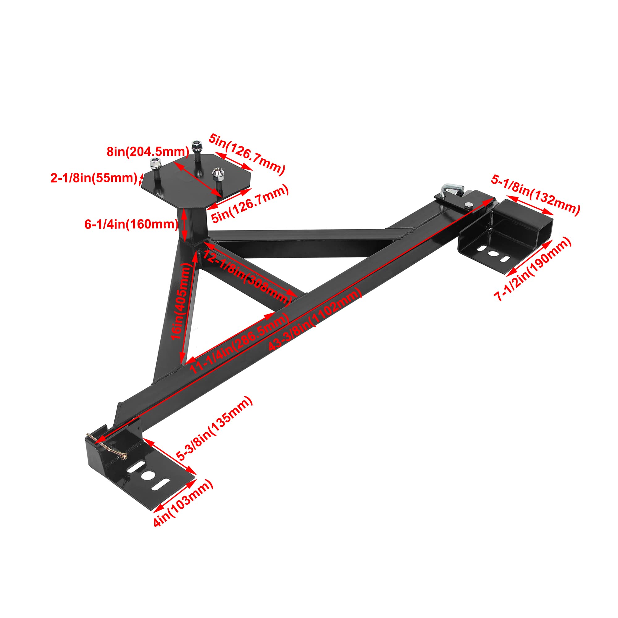 ECOTRIC Tire Carrier Mount Compatible with All Hummer H2 w/Drop Down Option Black, Heavy Duty