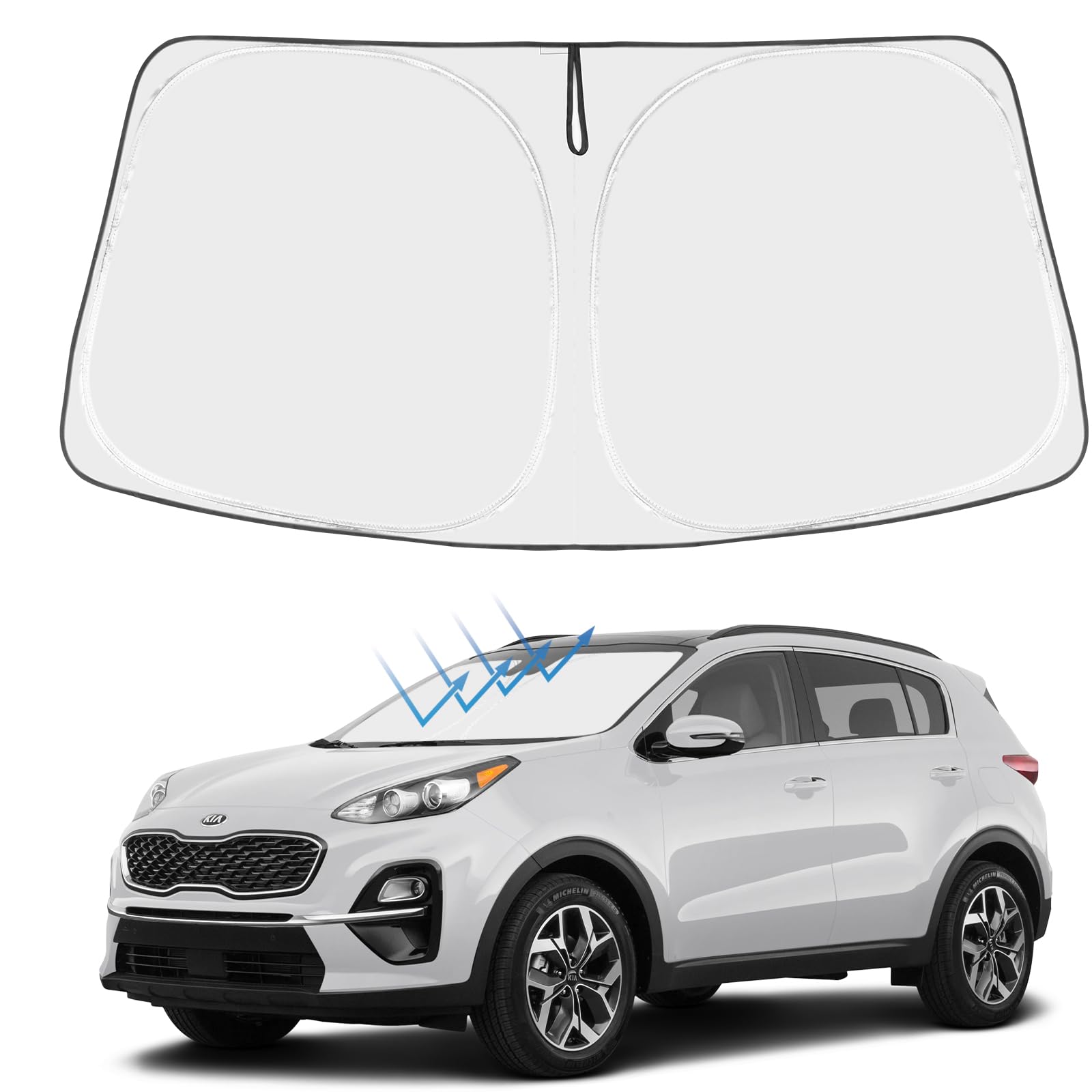 Proadsy Front Windshield Sun Shade Foldable Sunshade Protector Custom Fit 2022 2021 2020 2019 2018 2017 Kia Sportage, Ex, S, Lx, Sx Turbo, T Gdi, Suv Accessories 2025 Upgrade