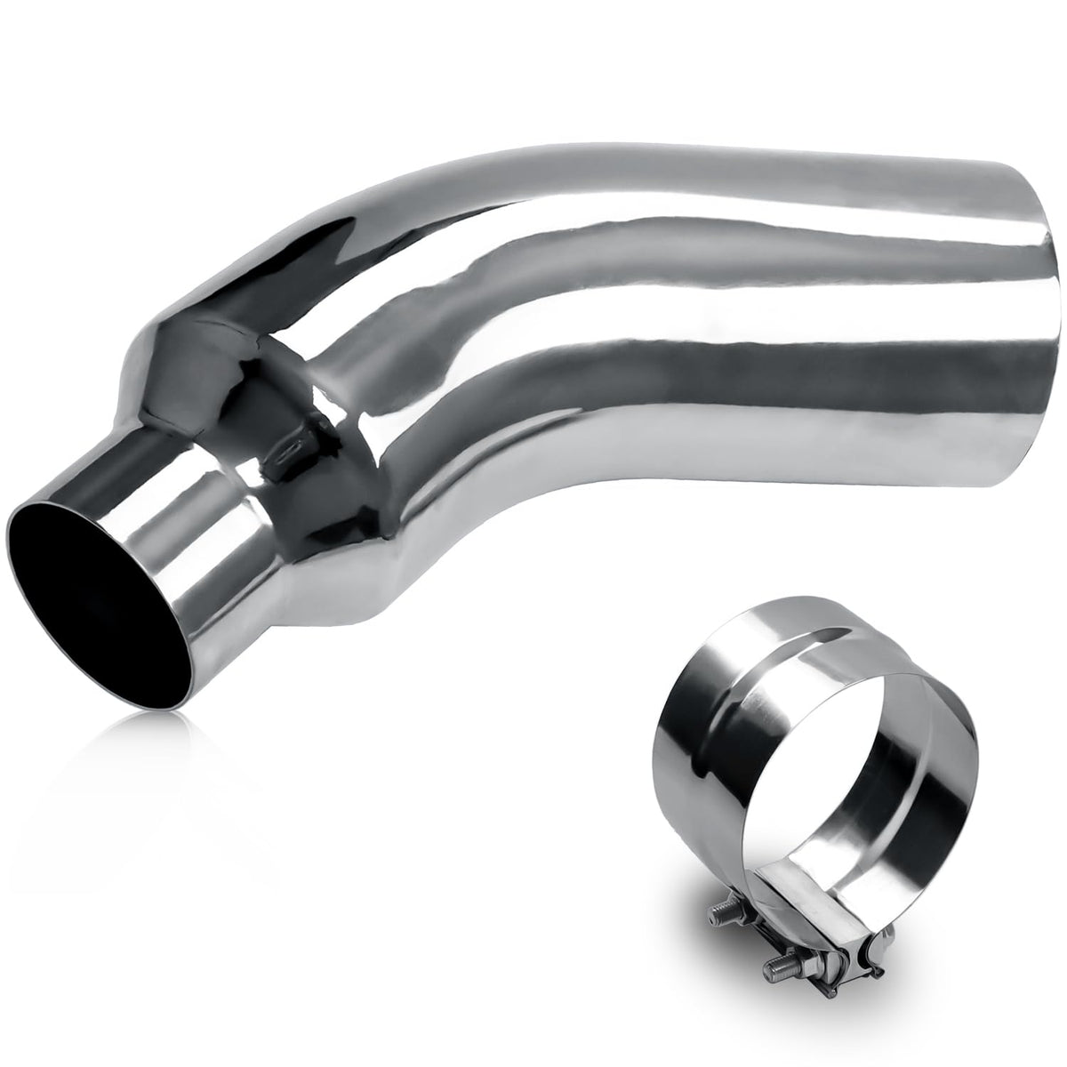 LIWEDFG 5 Inch (ID) Diesel Exhaust Elbow Tip, Turn Down Exhaust Pipe Elbow 5'' Inlet 8'' Outlet 23'' Long chrome Stainless Steel