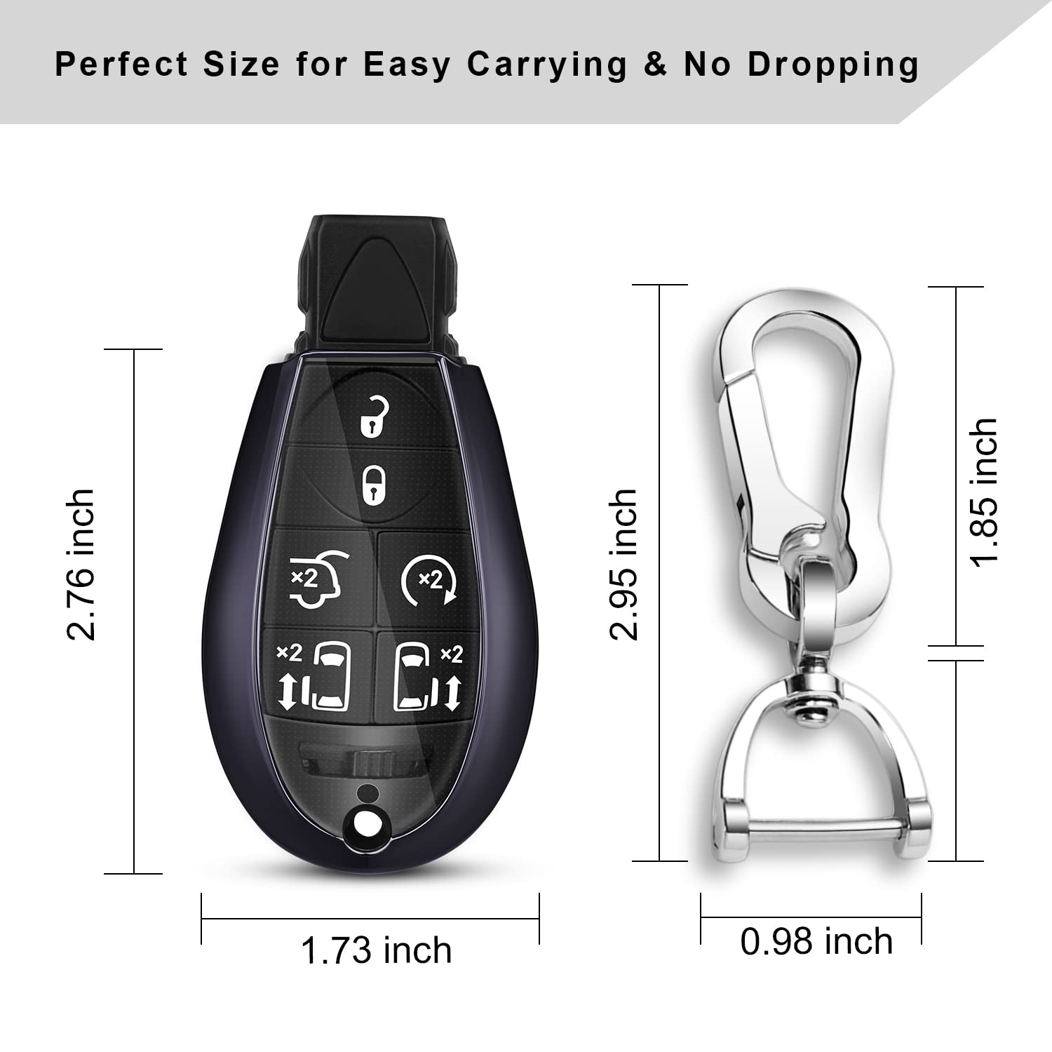 Qbuc For Dodge Key Fob Cover With Keychain Tpu Key Case Compatible With 2008-2018 Dodge Ram Jeep Chrysler Model Accessories (Purple)