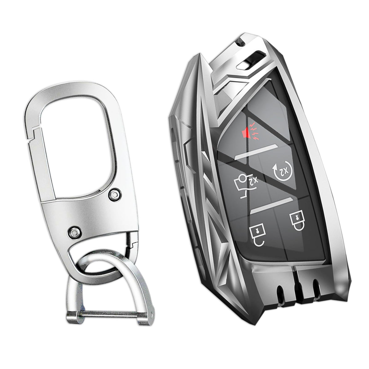 Ocezbiis For Cadillac Key Fob Cover,Keychain,Zinc Alloy Protection Car Key Shell Case Compatible With Corvette C8 Holder Smart R