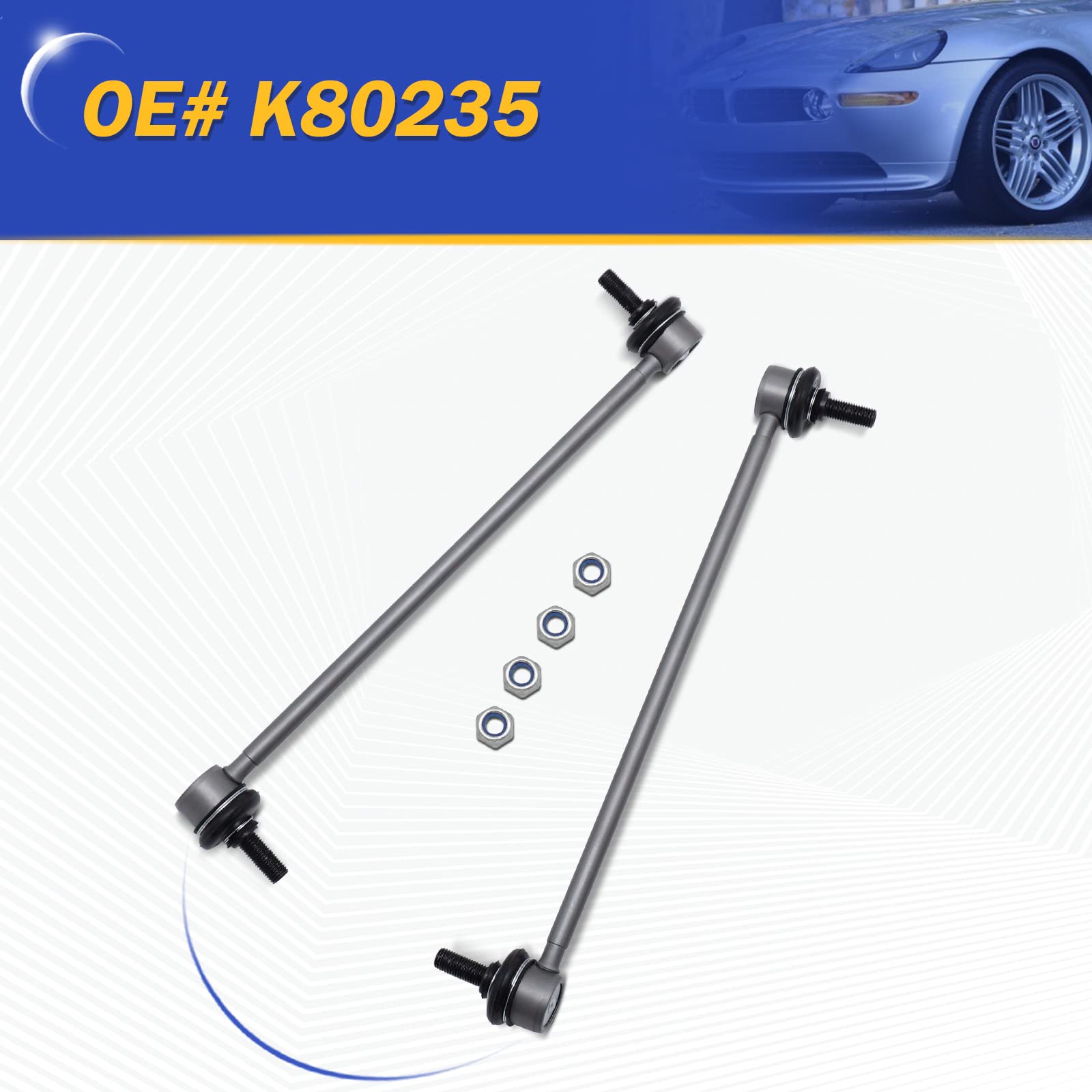 Zinc-Nickel Alloy Front Stabilizer Sway Bar Links For 2004-2009 Mazda 3 2006-2014 Mazda 5 1995-2001 Bmw 740I 740Il 750Il K80235