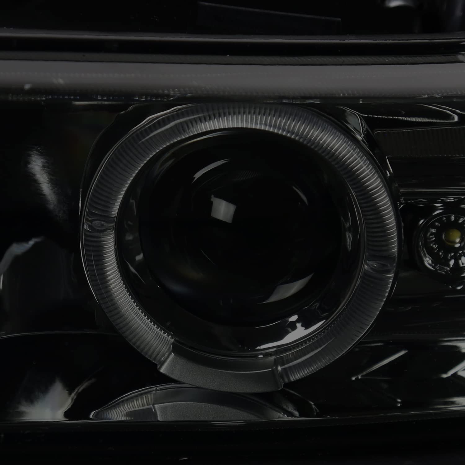 Spec-D Tuning Smoke Halo LED Projector Headlights Compatible with 1999-2002 Chevy Silverado, 2000-2006 Chevy Suburban, 2000-2006 Chevy Tahoe, Left + Right Pair Headlamps Assembly