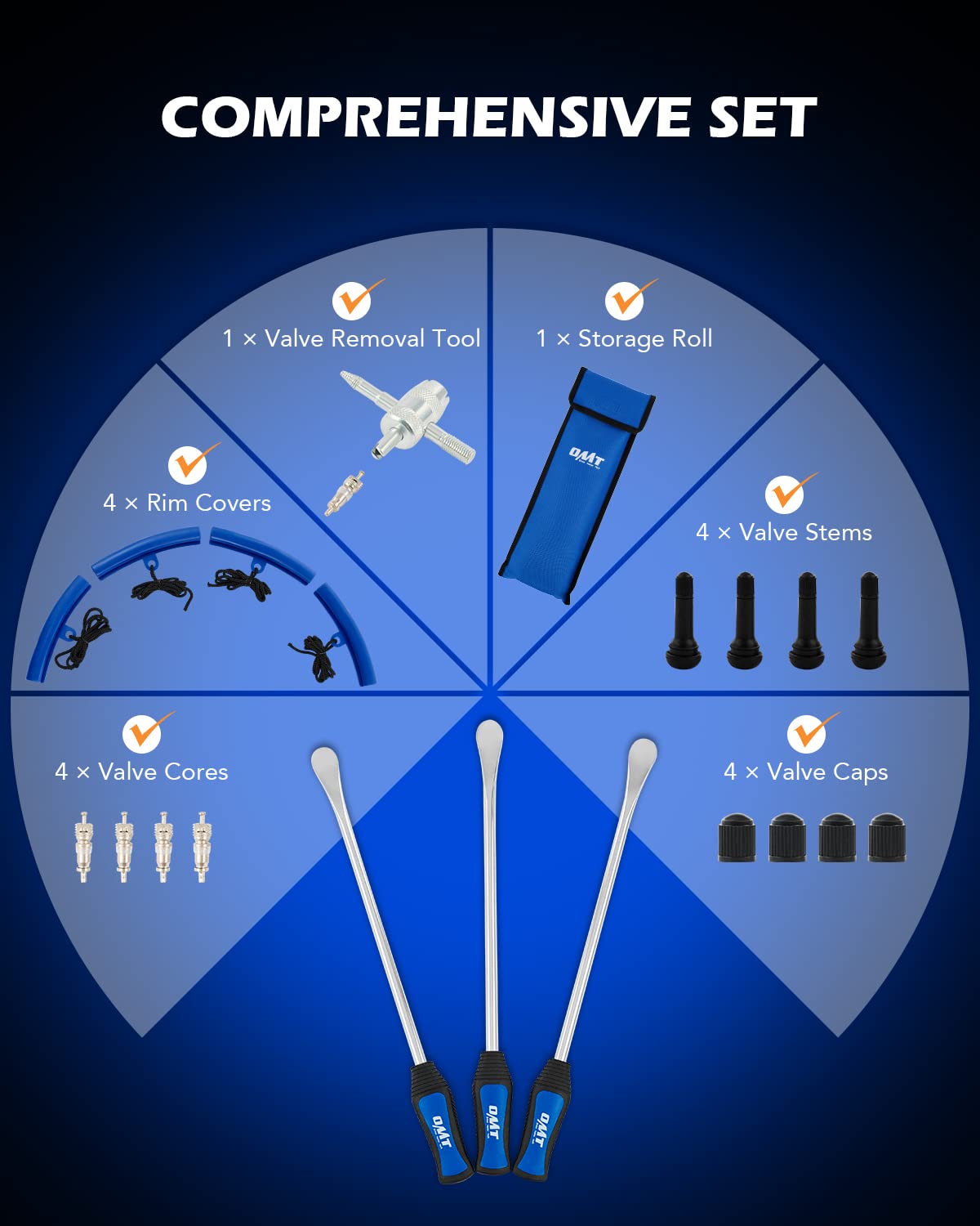 Orion Motor Tech 14.5'' Tire Spoon Kit, 20Pc Tire Changing Tool For Motorcycle Dirt Bike Lawn Tractor Bicycle, Motorcycle Tire C