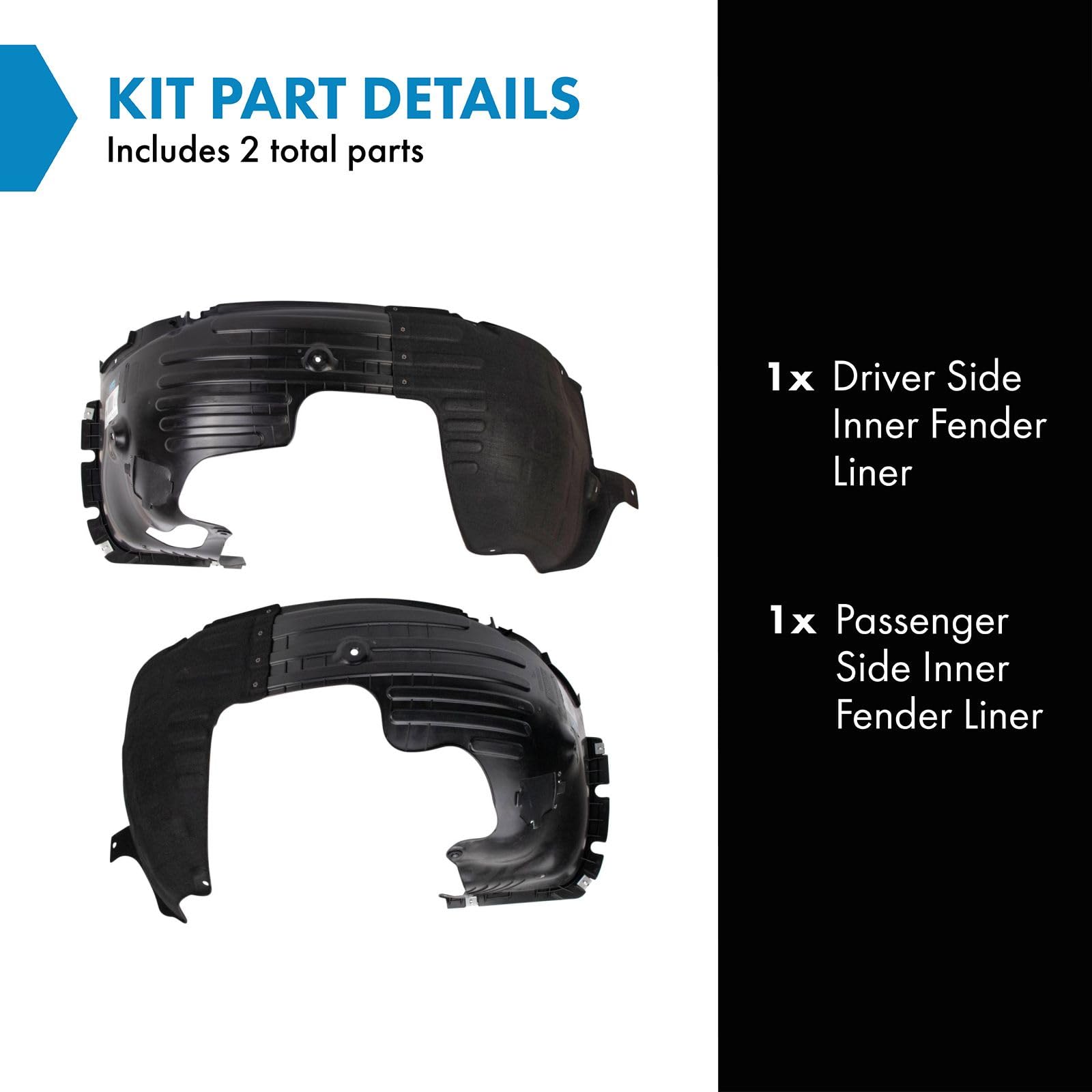Trq Inner Fender Liner Set Compatible With 2020 Kia Optima Ki1248164 Ki1249164