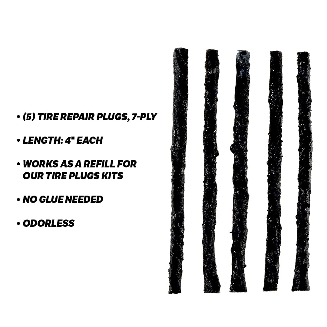 Slime 20252 Tire Repair Plugs Strings, Act, Mowers, Wheelbarrows, 7-Ply, 4In, 5 Count