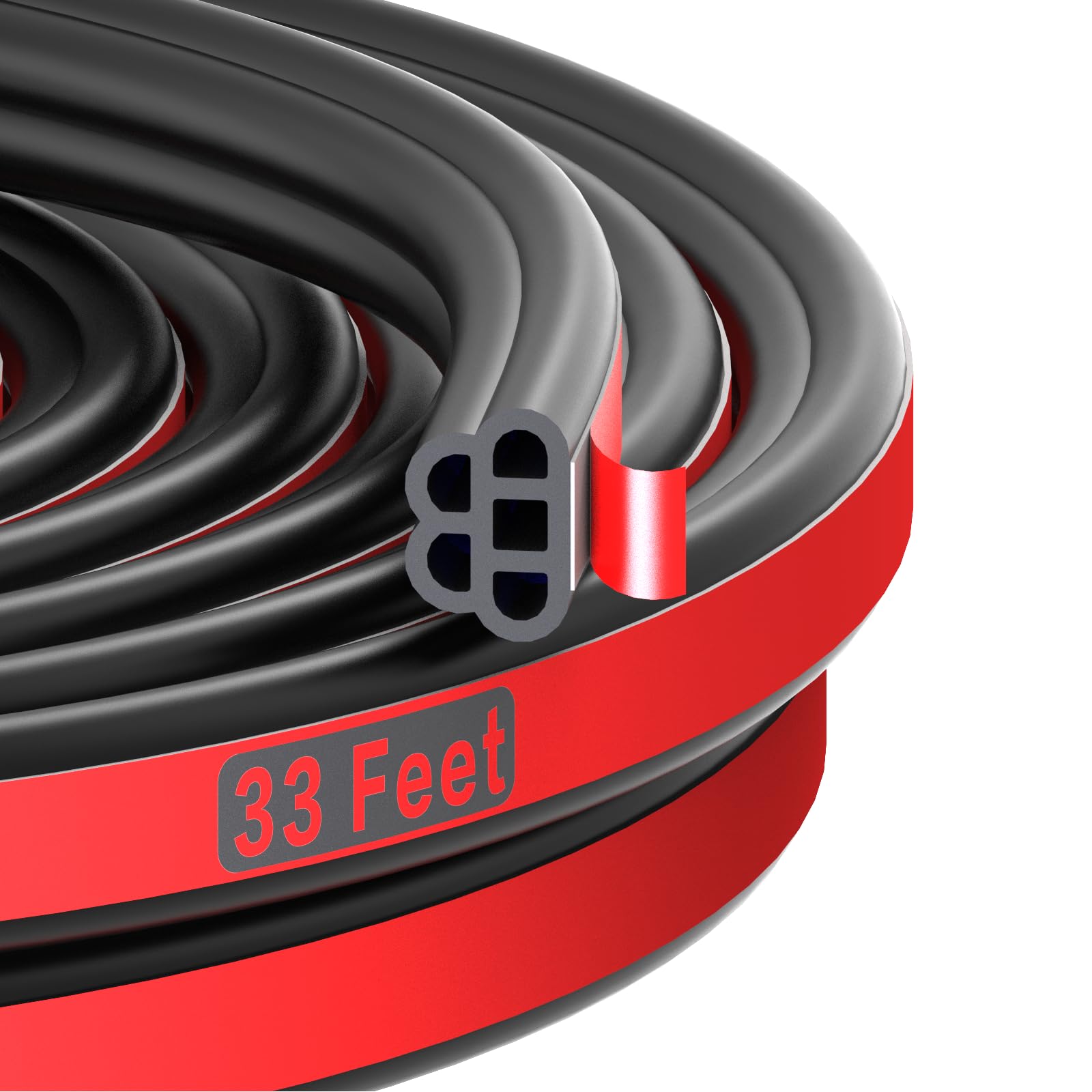 Sozato Universal Car Door Rubber Seal Strip Self Adhesive Automotive Door Soundproofing Weather Stripping Double Layer 5-Hole Au