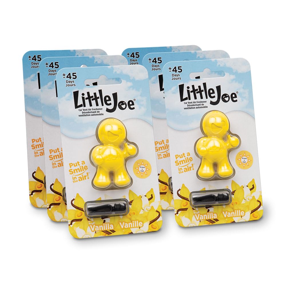 Little Joe 96402-6Pk Vanilla Scent, Car Air Freshener, Clips To A/C Air Vent, Alcohol-Free Fragrance Oil, Non-Hazardous And Non-