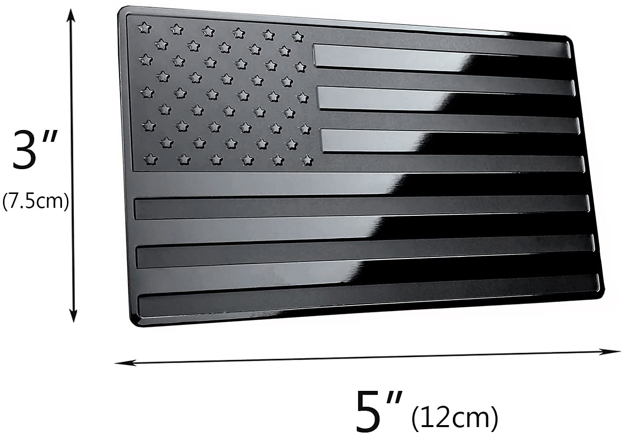 Lfparts Usa Embossed Stainless Steel Metal Flag For Cars, Trucks Black 5''X3''