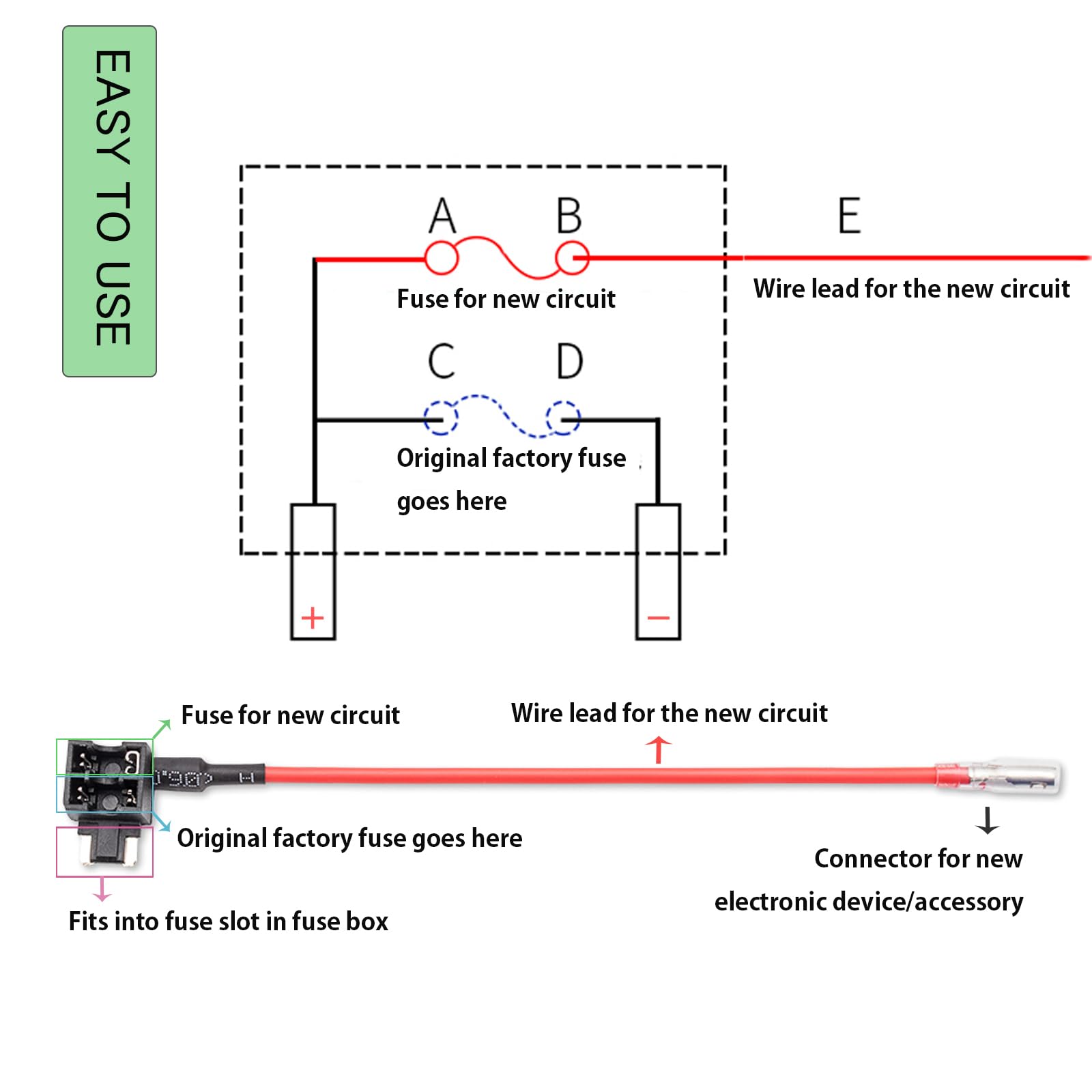 3Pcs Low Profile Mini Blade Fuse Tap, Haojiaho 12V-24V-32V Low Profile Mini Blade Fuse Holder With Wire Harness For Cars Trucks