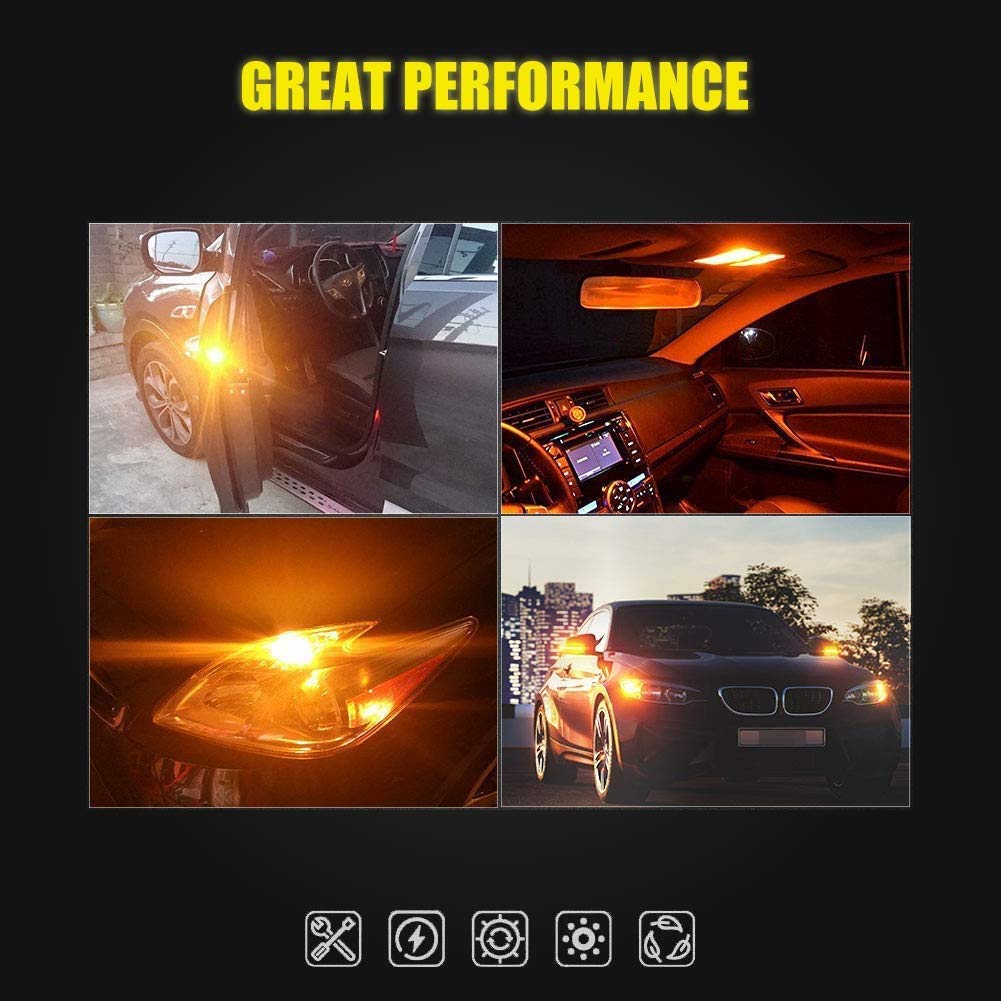 Auxlight 6418 6411 De3425 C5W De3423 36Mm 1.42Afestoon Canbus Error Free Led Interior Light Bulbs Amber Yellow, Super Bright 6Sm