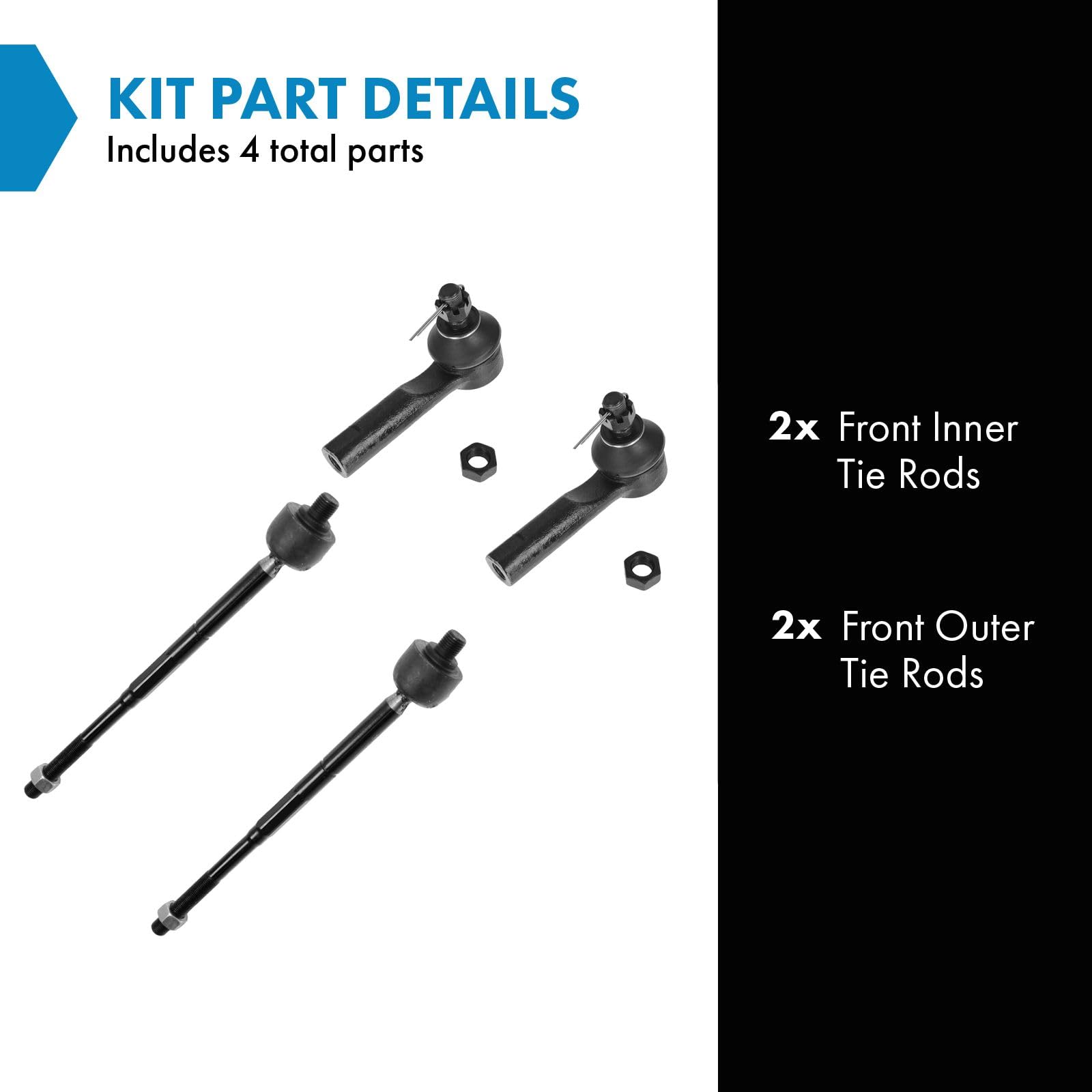 Trq Front Tie Rod Set Compatible With 1995-1998 Nissan 200Sx 1995-2006 Sentra