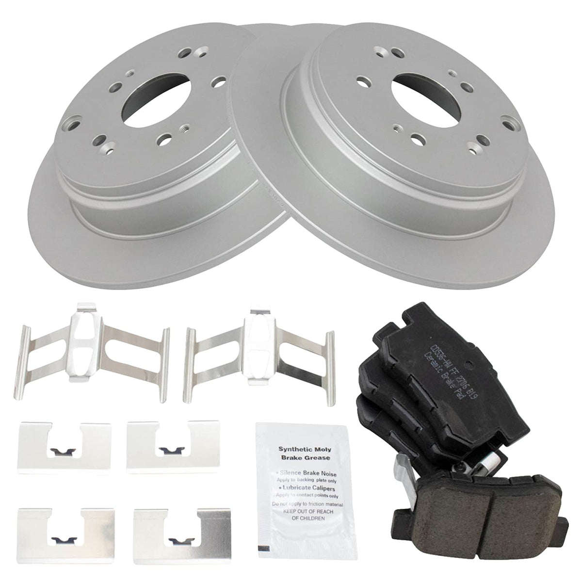 Trq Rear Brake Pad & Rotor Kit Brake Pads Brake Rotor Ceramic Premium G-Coated Compatible With 2007-2012 Acura Rdx