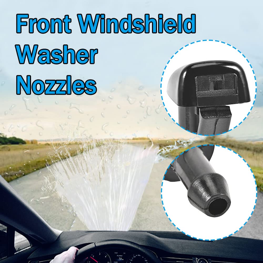 2 PCS Front Windshield Washer Nozzles, Front Windshield Washer Nozzle Wiper Spray Kit Suitable for Jeep, Chevy, Replaces: #55157