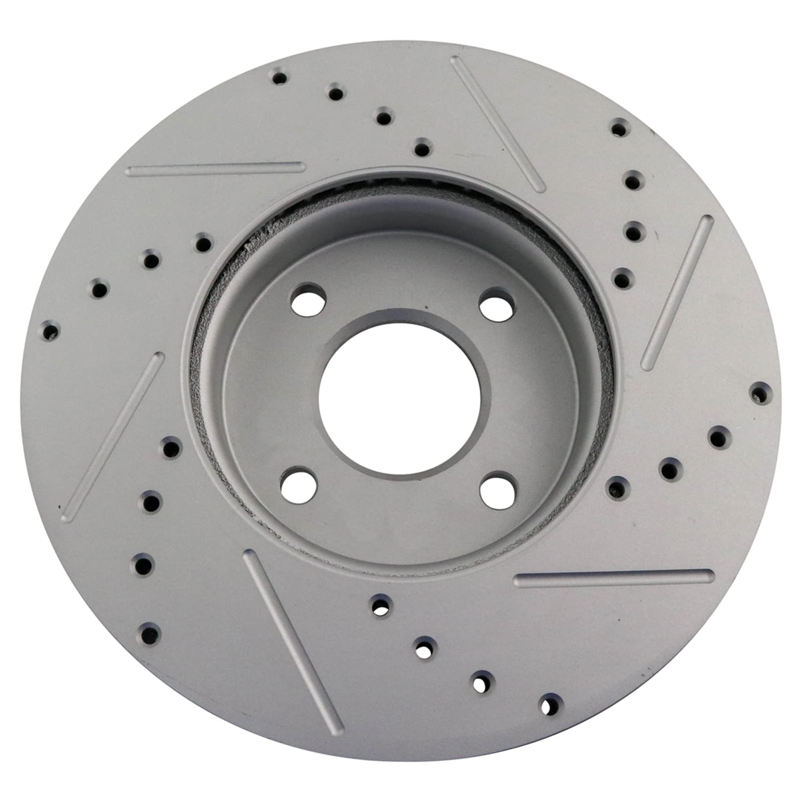 Trq Front Performance Brake Rotors Set Premium G-Coated Cross Drilled & Slotted Compatible With 2005-2007 Ford Focus