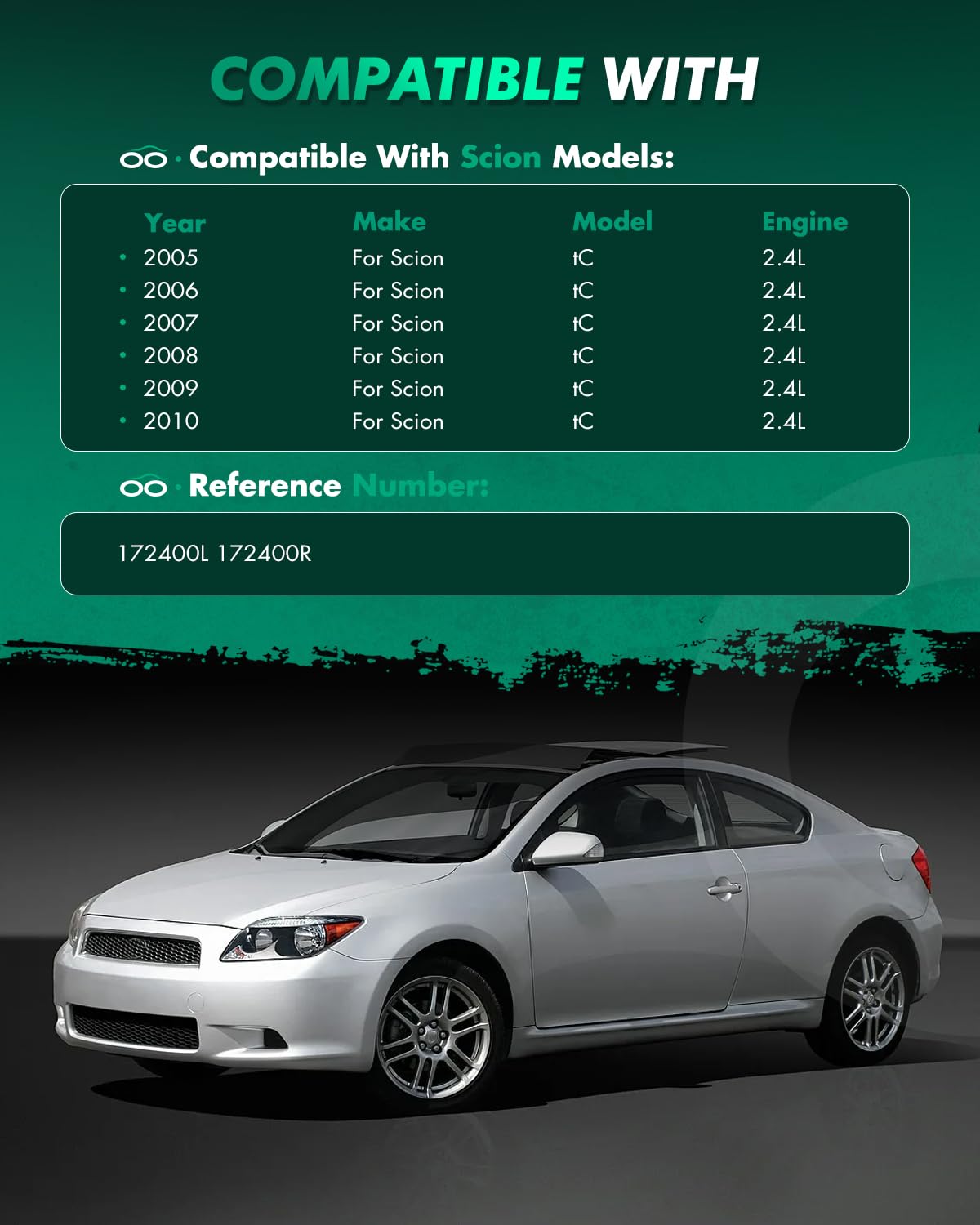 Scitoo Rear Complete Struts Spring Assembly Shocks Struts Fits 2005-2010 For Scion Tc 172400L 172400R - Set Of 2