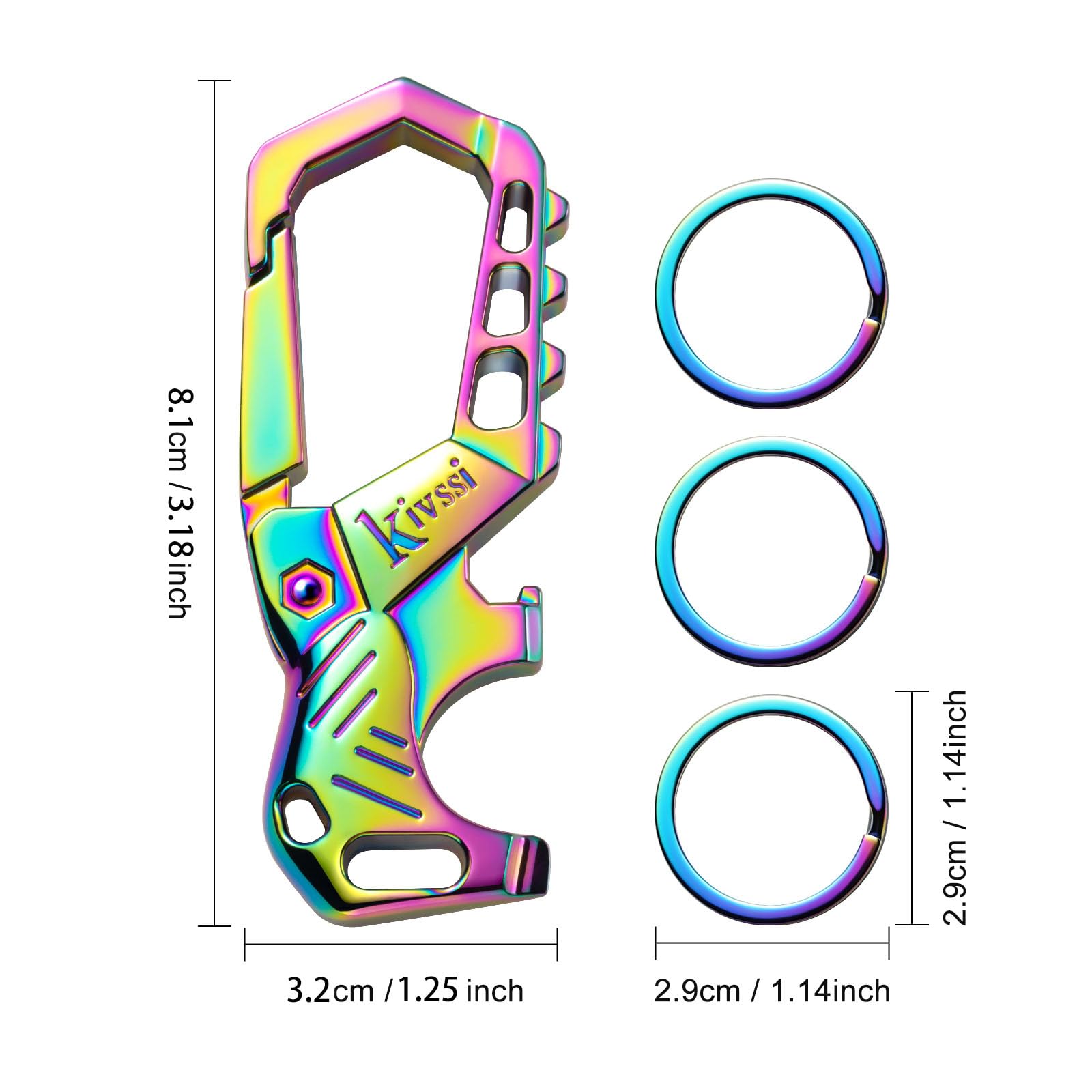 Heavy Duty Metal Keychains, Carabiner Clip Car Key Chains,Fashion Family Keychain Bottle Opener And 3 Key Rings Suitable For Men
