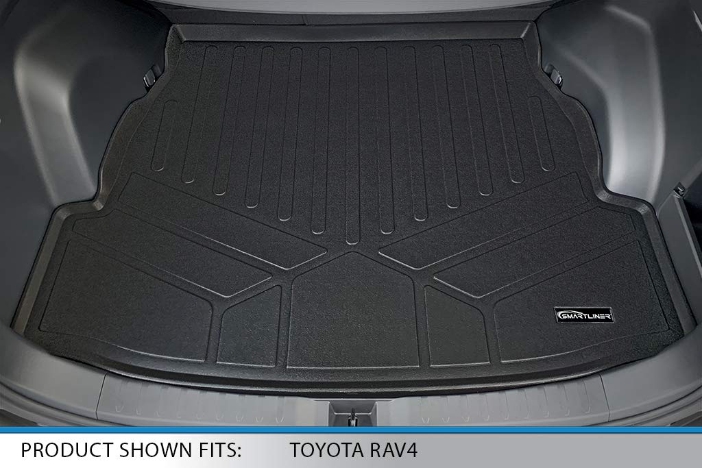 Smartliner All Weather Custom Fit Cargo Liner Trunk Floor Mat Black Compatible With 2019-2022 Toyota Rav4 - All Models