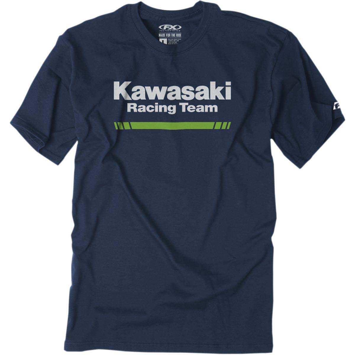 Factory Effex Kawasaki Stripes Premium T-Shirt Navy Medium Blue Navy