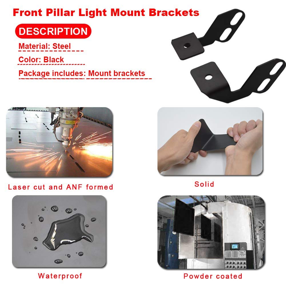 Front Side Pillar Roll Cage Light Pod Mounting Brackets Compatible With Kawasaki Teryx Teryx4 750 800 2010-2024