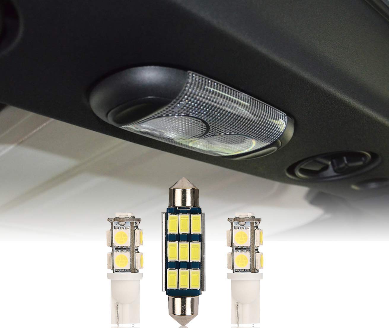 Hooke Road JK Wrangler Dome Light Bulbs, Interior Bright White Upper LED Reading Map Lights Kit for 07-18 Jeep JK Wrangler - 3PC