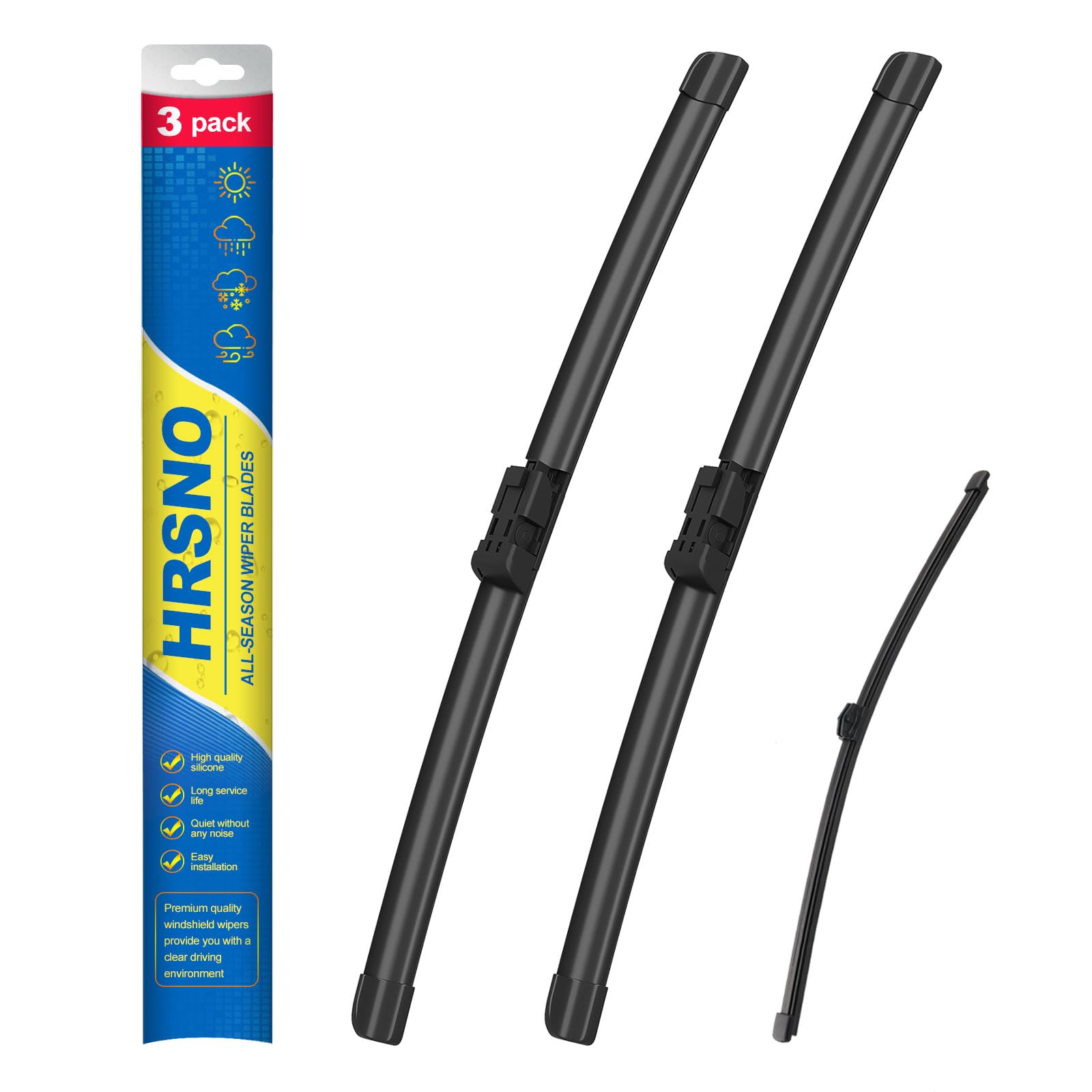 Hrsno 26''+16'' Windshield Wipers With 14'' Rear Wiper Blade Sets Automotive Replacement For Bmw X1 2016-2022,Easy For Installat