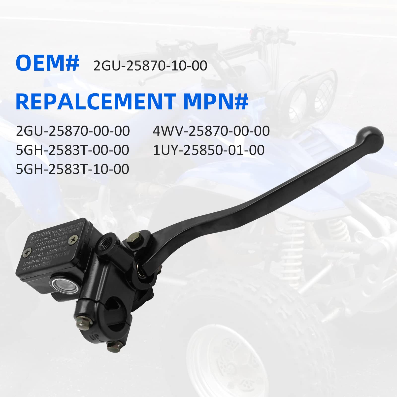 Front Brake Master Cylinder Compatible With Yamaha Banshee 350 Big Bear 350 400 Grizzly 400 600 Kodiak 400 Warrior 350 Wolverine 350 Yfz Yfm Oem#2Gu-25870-10-00
