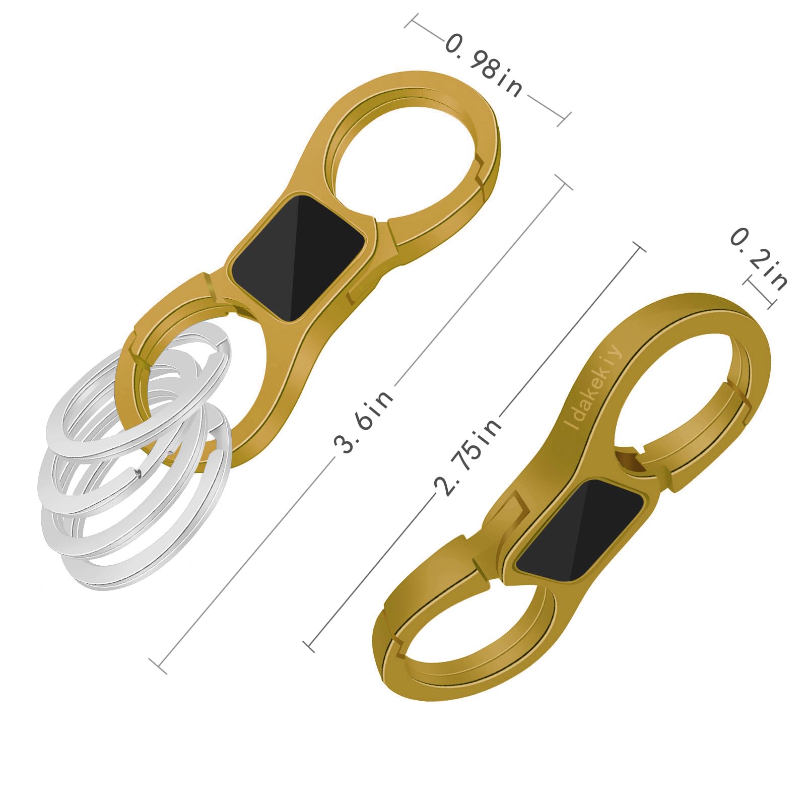 Idakekiy Key Chain Quick Release Spring With 4 Key Rings Heavy Duty Car Keychain Organizer For Men And Women (Tan)