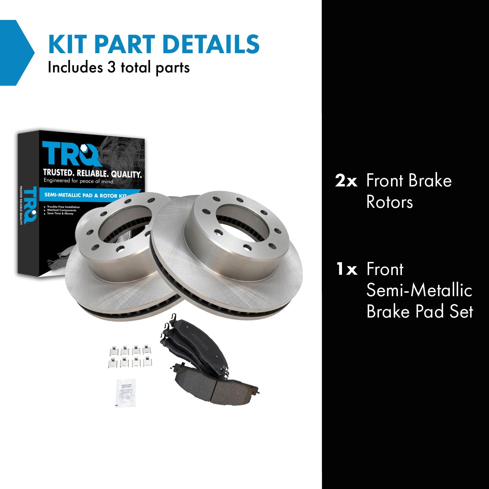 Trq Front Brake Pad & Rotor Kit Brake Pads Brake Rotor Semi-Metallic Compatible With 2009-2010 Dodge Ram 2500 Ram 3500 2012 Ram
