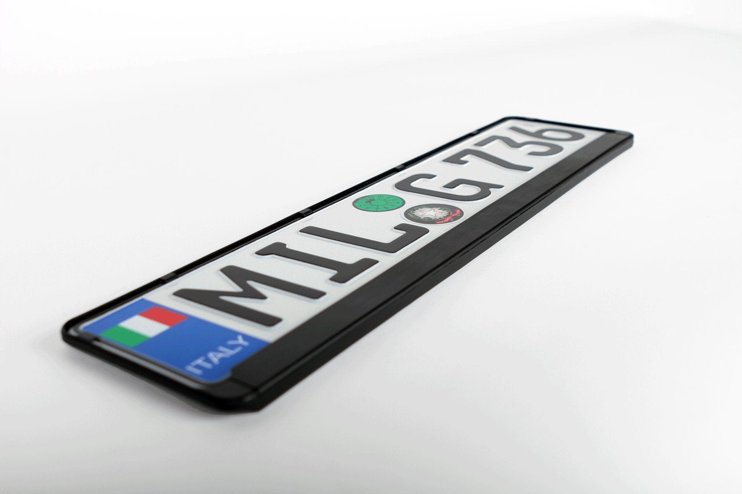 European License Plates Italy Flag Euro Style Plate And Frame Package - Plate, Frame & Mounting Screws