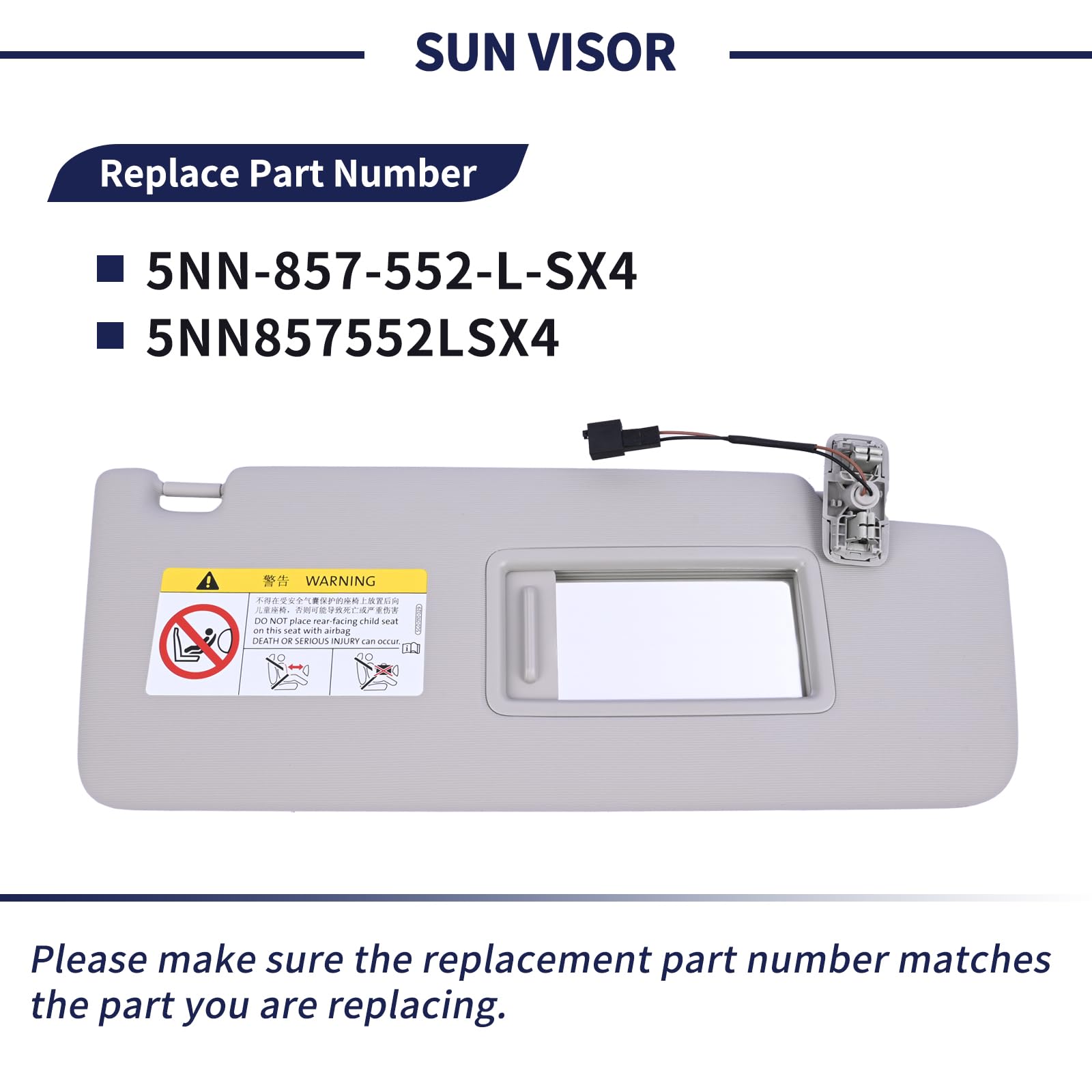 Magimaker Driver Side Sun Visor Fit for Volkswagen Tiguan 2018 2019 2020 2021 2022 Replace 5NN-857-551-L-3H8 Front Left | Sun Pr