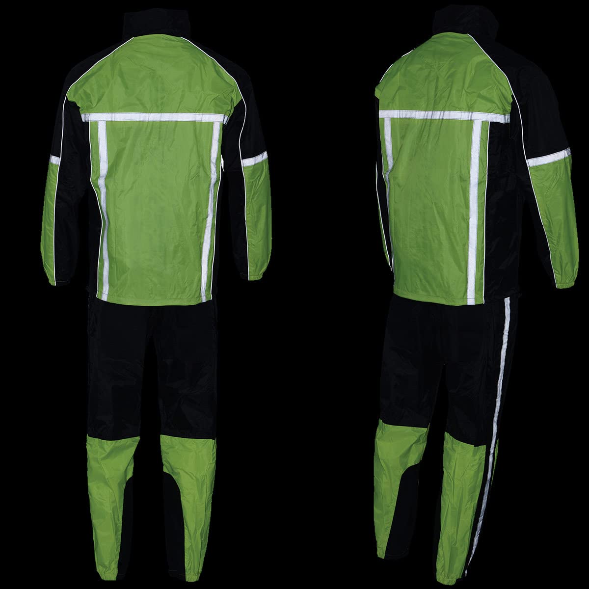Milwaukee Leather MPM9510 Men's Black and Neon Green Motorcycle Water Resistant Rain Suit w/Hi-Vis Reflective Tape - 2X-Large