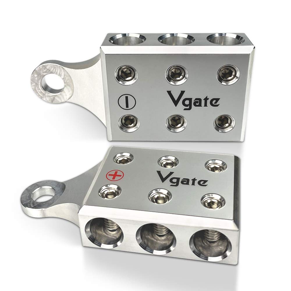 Vgate 6X1/0 Awg Gauge Post Battery Terminals, For Lithium Or Agm Lead Acid Battery With Bolt Down Ends Or Threaded Studs, M10 Or