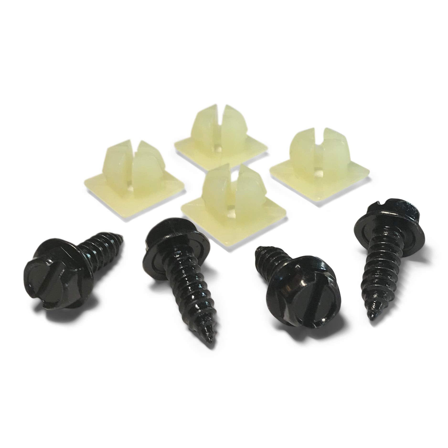 License Plate Screw Kit - Black, Oem Style Fasteners With Nylon Screw Retainers For Mounting Front And Back License Plates On Ca