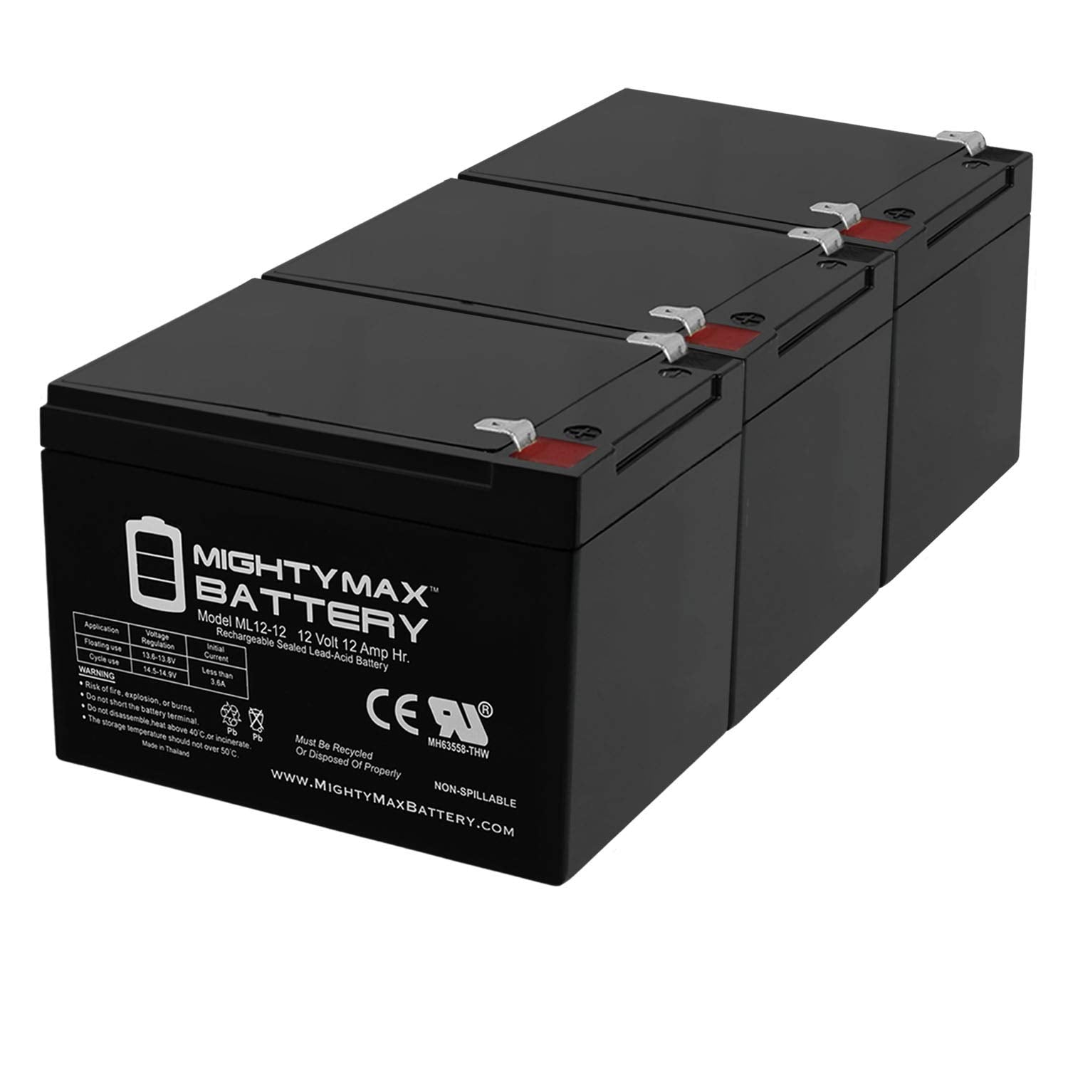 Mighty Max Battery 12V 12Ah Compatible Battery For 6-Dzm-12 Apc Scooter Medical - 3 Pack