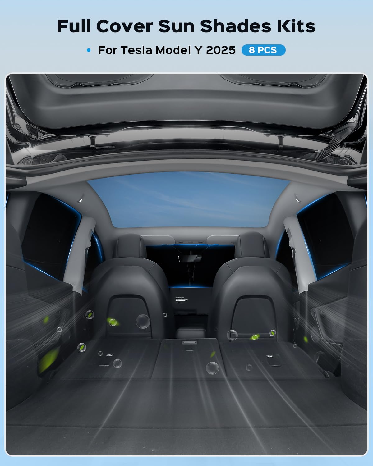 EVOOOR Sun Visor- Privacy and Thermal Insulated Sunshades Curtains for Tesla Model Y 2025-8pcs