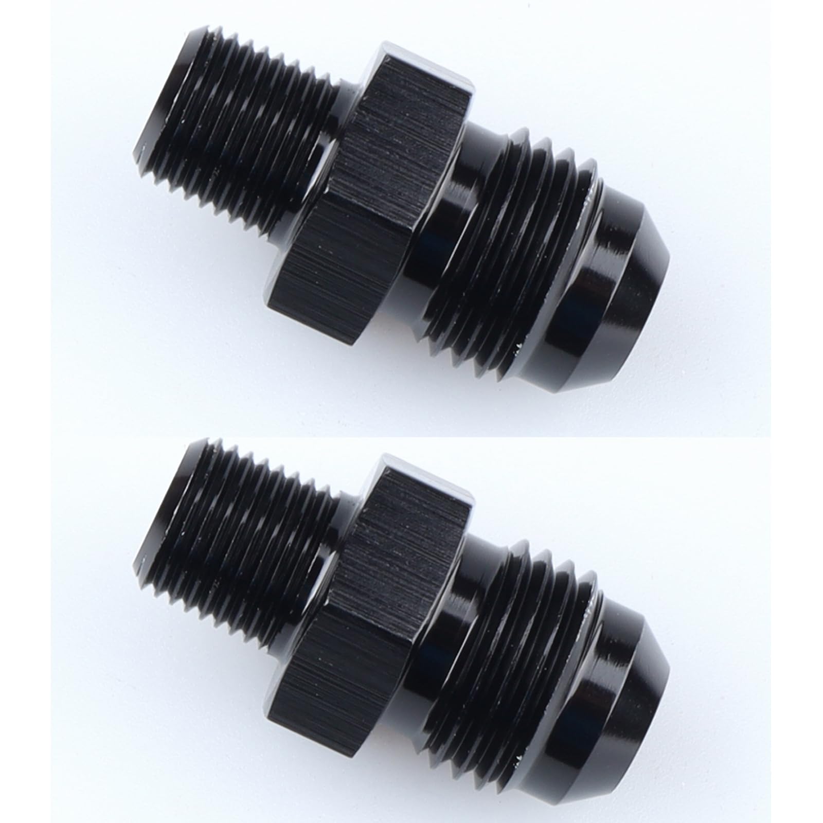 Ac Performance Male 1/8'' Npt To -6 An Flare Adapter Straight Aluminum Black, Pack Of 2
